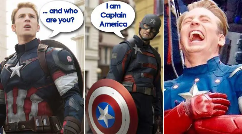 Chris Evans and Wyatt Russell as Captain America